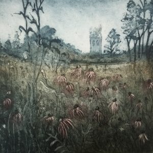 'Merton Borders with Magdalen Chapel' - etching