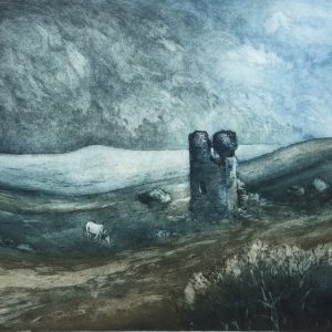 'Gathering storm, Bodmin' - etching